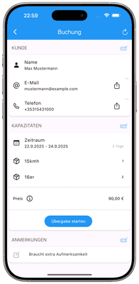 Screenshot: Buchung