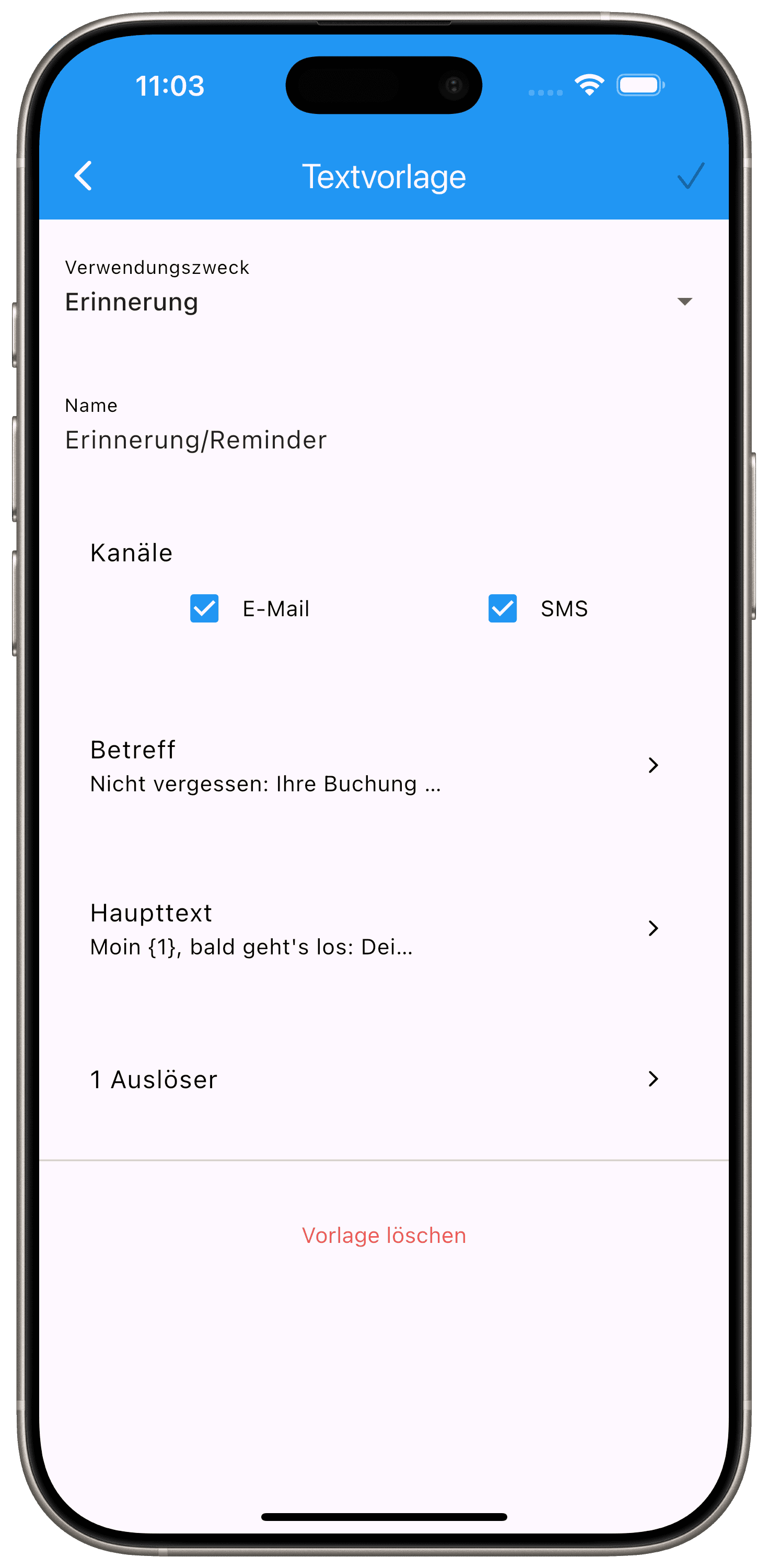 Erstellen einer Textvorlage